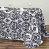 90 inch x132 inch Black Rectangle Flocking Damask Tablecloth