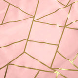 54"x54" Dusty Rose Polyester Square Tablecloth With Gold Foil Geometric Pattern#whtbkgd