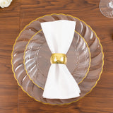 10 Pack 7.5inch Clear Gold Flair Rim Disposable Salad Plates, Plastic Dessert Appetizer Plates