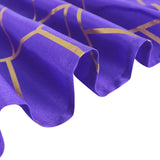 90Inchx132Inch Purple Rectangle Polyester Tablecloth With Gold Foil Geometric Pattern