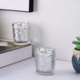 6 Pack | Silver Mercury Glass Primrose Candle Holders, Votive Tealight Holders