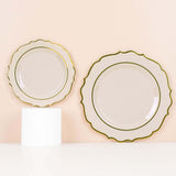 10 Pack | 8inch Taupe Plastic Dessert Salad Plates, Disposable Tableware Round