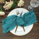 5 Pack | Peacock Teal Gauze Cheesecloth Boho Dinner Napkins | 24x19inches