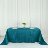 90x132Inch Teal Accordion Crinkle Taffeta Rectangular Tablecloth