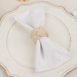 4 Pack | Rustic Burlap Napkin Rings, Handmade Braided Jute Napkin Holders - Cream