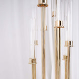 50inch Gold 10 Arm Cluster Taper Candle Holder With Clear Glass Shades Large Candle Arrangement