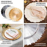 6 Pack | 13inch Antique White Sunray Acrylic Plastic Charger Plates, Scalloped Rim Serving Trays