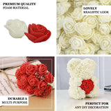 48 Roses | 1inch Tall Pink Real Touch Artificial DIY Foam Rose Flowers With Stem, Craft Rose Buds