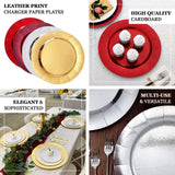 Gold Disposable 13inch Charger Plates, Cardboard Serving Tray, Round with Leathery Texture