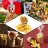 50 Pack | 14oz Natural Brown Paper Popcorn Box Appetizer Cups, Disposable Snack Cone Cups