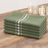 10 Pack Dusty Sage Green Spun Polyester Cloth Napkins with White Reverse Stripes