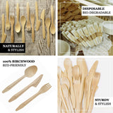 100 Pack Eco Friendly Birchwood Picnic Forks, 6inch Biodegradable Wooden Cutlery