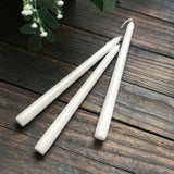 12 Pack | Metallic Pearl White 10inch Premium Wax Taper Candles, Unscented Candles