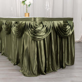 14ft Eucalyptus Sage Green Pleated Satin Double Drape Table Skirt