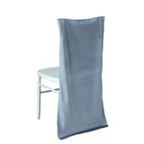 Dusty Blue Buttery Soft Velvet Chiavari Chair Back Slipcover, Solid Back Chair Cover Cap