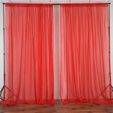 Red Fire Retardant Sheer Organza Premium Curtain Panel Backdrops With Rod Pockets - 10ftx10ft