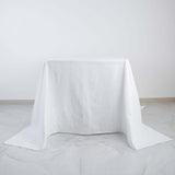 90" White Square 100% Cotton Linen Tablecloth Washable