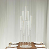 7 Arm Clear Acrylic Cluster Round Pillar Candle Stick Stand, 33inch Candelabra