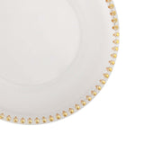 6 Pack | 12inch Clear/Gold Acrylic Plastic Charger Plates With Gold Beaded Rim