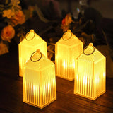 6 Pack Clear Warm White Mini Battery Operated Dimmable Lantern Lamp, Decorative Hanging Lantern