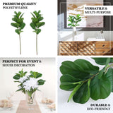 2 Bushes | 25Inch Green Artificial Fiddle Leaf Branch Stems, Faux Plants