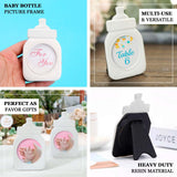 4 Pack | White Resin 4inch Baby Feeding Bottle Picture Frame Party Favors, Baby Shower Favors