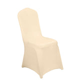 Beige Spandex Stretch Fitted Banquet Slip On Chair Cover - 160 GSM