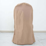 Nude Polyester Banquet Chair Cover, Reusable Stain Resistant Slip On Chair Cover