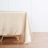 90"x90" Beige Satin Square Table Overlay