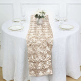 14x108inch Beige Grandiose 3D Rosette Satin Table Runner