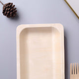 25 Pack | 5x8inches Eco Friendly Birchwood Wooden Dessert Serving Plates