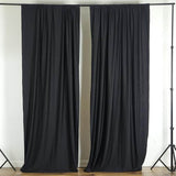 2 Pack Black Scuba Polyester Curtain Panel Durable Flame Resistant Backdrops Wrinkle Free