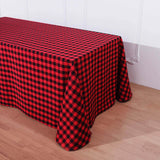 Buffalo Plaid Tablecloth | 90x156 Rectangular | Black/Red | Checkered Polyester Linen Tablecloth