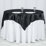 60"x 60" Black Seamless Satin Square Tablecloth Overlay