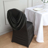 Black Ruched Swag Back Spandex Fitted Banquet Chair Cover With Foot Pockets