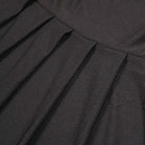 Black Ruffle Pleated Skirt Banquet Spandex Chair Slipcover, 1-Piece Stretch Fitted#whtbkgd