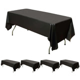 5 Pack Black Rectangle Plastic Table Covers, PVC Waterproof Disposable Tablecloths