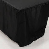 Fitted Polyester 96x30inch Rectangle Tablecloth Black with Open Back Design