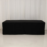 Fire Retardant Black Fitted Tablecloth 8ft Premium Polyester Rectangular Table Cover 96inch