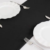 Black Premium Scuba Polyester Table Runner, Wrinkle Free Table Linen