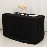 Black Fitted Polyester Rectangle Tablecloth 4ft for Special Size 48x24x30inch Tables