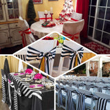 5 Pack | 6" x 108 " | Black & White | Stripe Satin Chair Sashes