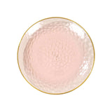 10 Pack Transparent Blush Hammered Plastic Salad Plates with Gold Rim#whtbkgd