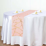 9ft Blush / Rose Gold With Gold Foil Geometric Pattern Table Runner