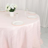 132inch Blush / Rose Gold Accordion Crinkle Taffeta Seamless Round Tablecloth