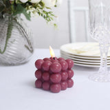 2 Pack | 2inch Burgundy Flameless Flickering LED Bubble Candles