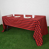 60"x126" Black Red Buffalo Plaid Rectangle Tablecloth, Checkered Polyester Tablecloth