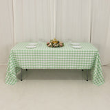 60"x126" White Sage Green Buffalo Plaid Rectangle Tablecloth, Checkered Polyester Tablecloth