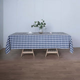 60"x126" White Navy Blue Buffalo Plaid Rectangle Tablecloth, Checkered Polyester Tablecloth