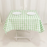 54"x54" White Sage Green Buffalo Plaid Square Tablecloth, Checkered Gingham Polyester Tablecloth